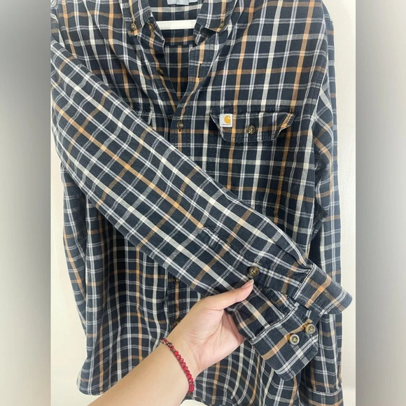 Carhartt Relaxed Fit Plaid Long Sleeve Collared Button Down Shirt Men’s Size L - Picture 6 of 11